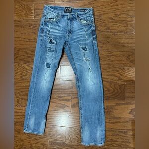 Buckle Light Blue Distressed Straight Jeans